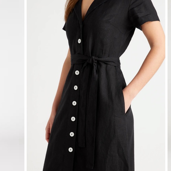 100% European Linen Button Front Dress - Picture 2 of 14